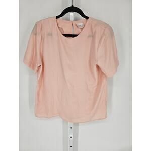 Lauren Lee Women's Pink Polyester Scoop-Neck Short Sleeve Blouse Size M